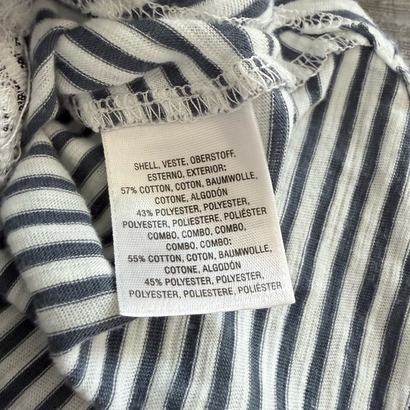 Meadow Rue Navy and White Striped Sleeveless Ruffle Hem Top - Picture 7 of 7